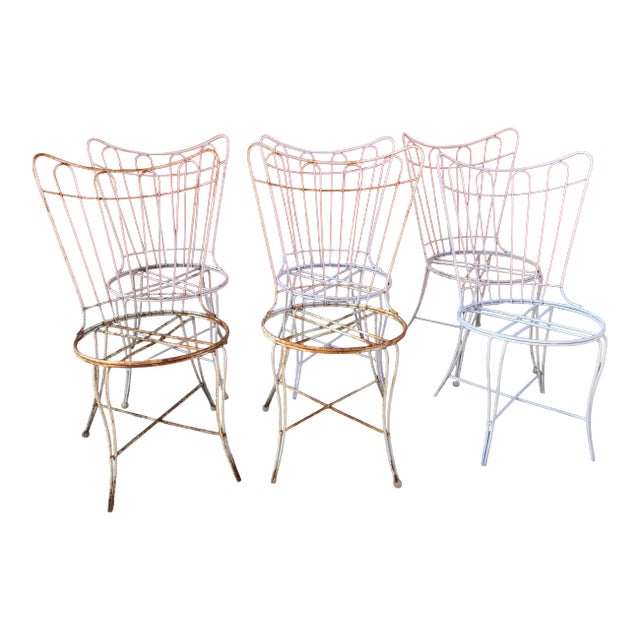 Mid Century Homecrest Wire Patio Dining Chairs - Set of 6 For Sale