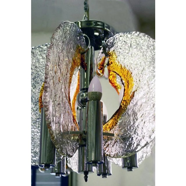 AVMazzega Blown Glass Chandelier attributed to Mazzega, 1970s For Sale - Image 4 of 7