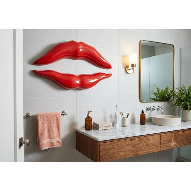 Red Large Modern 3-D Red Lips Wall Mount Handcrafted Original Design by Brian M Chalker for Remi Danielle Modern, 2026 For Sale - Image 8 of 12