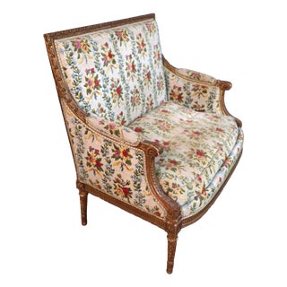 Large Louis XVI Armchair or Marquise in Giltwood For Sale