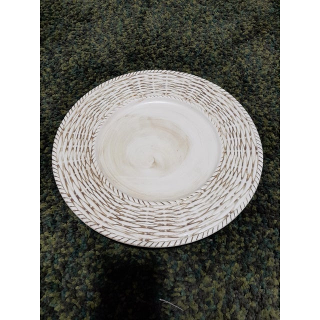 Beige 1980s Fitz and Floyd Basketweave Charger Plates- Set of 8 For Sale - Image 8 of 10