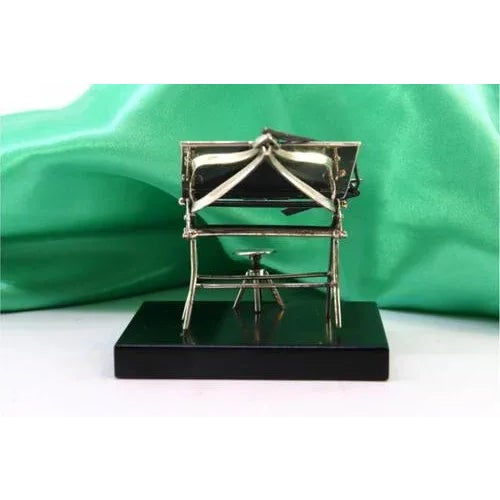 Professional Silver Drawing Table with Bench and Wooden Base For Sale - Image 3 of 6