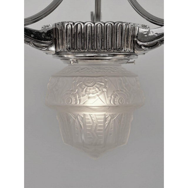 Metal French Art Deco Chandelier by Muller Freres 1920s France For Sale - Image 7 of 10