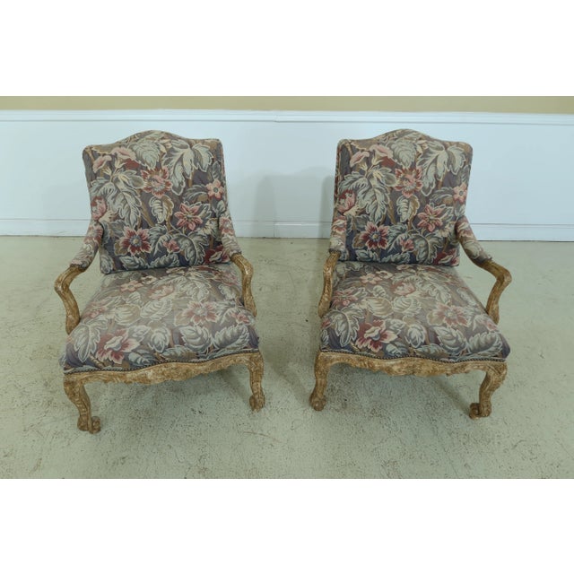 Approx: 30 Years Old Fine Carved Details High Quality Construction Large Impressive Chairs French Style Tack Head Trim...