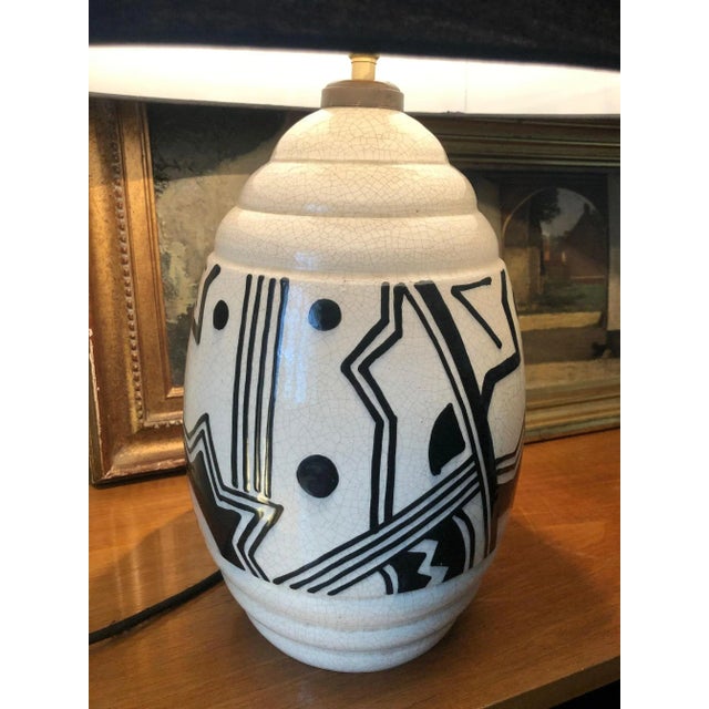 1930s Art Deco Ceramic Lamp For Sale - Image 5 of 8
