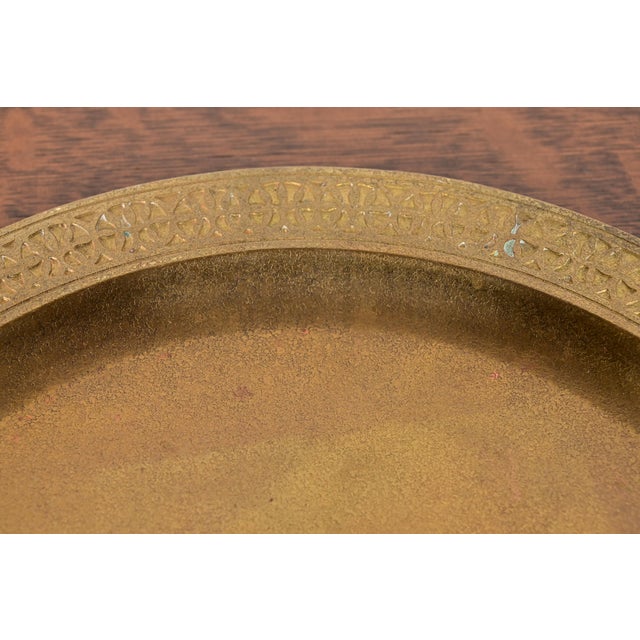 Tiffany Studios New York Bronze Doré Large Charger Plate or Tray With Decorative Border For Sale In South Bend - Image 6 of 11