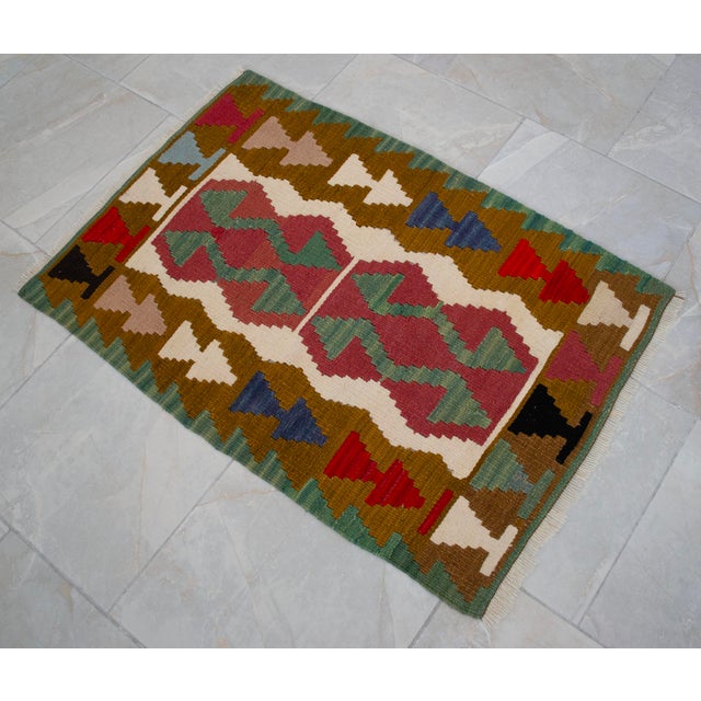 2000 - 2009 1990s Turkish Rug Hand-Woven Kilim Rug - 2'4" X 3'5" For Sale - Image 5 of 10
