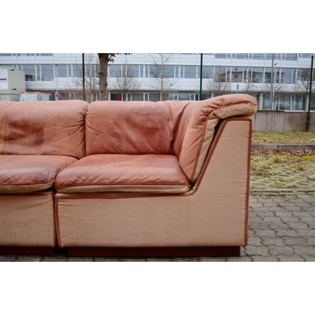 Sapporo Sofa in Cognac Canvas and Leather from Oy Dahlqvist AB / BD Möbel, 1976, Set of 3 For Sale - Image 18 of 18
