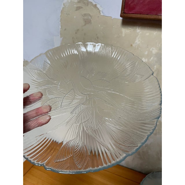 1990s Vintage French Arcoroc Floral Relief Glass Dinner Plates - Set of 10 For Sale - Image 5 of 6
