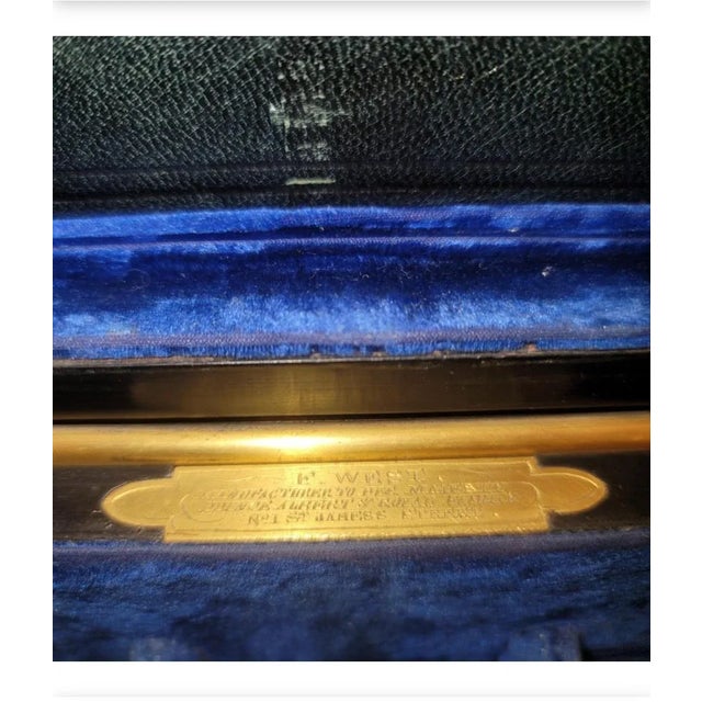1839 Fitzmaurice West Victorian Ebony & Brass Inlays Necessaire De Voyage For Sale - Image 12 of 13