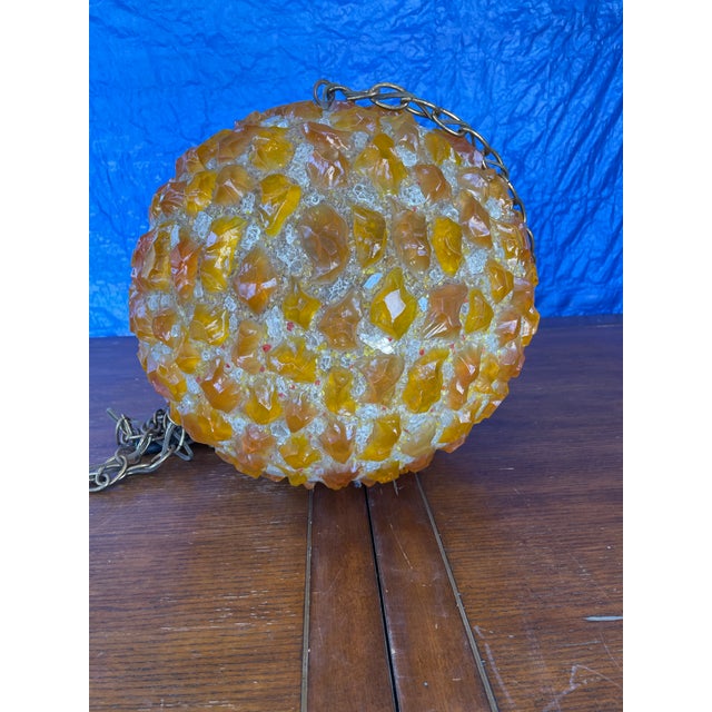 Mid Century Modern Chunky Lucite Orange Rock Candy Hanging Swag Ball 1960's For Sale - Image 11 of 12