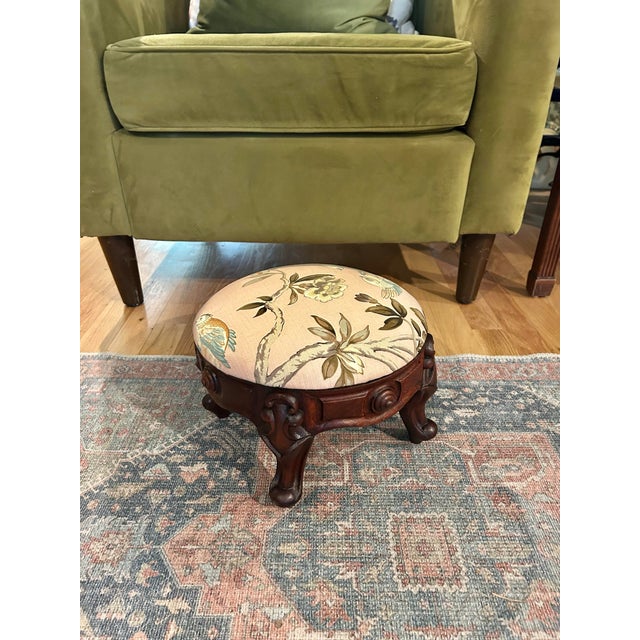 Early 20th Century Petite French Provincial Carved Mahogany Footstool For Sale - Image 9 of 9