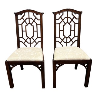 Hollywood Regency Chinoiserie Pagoda Dining Chairs, Pair For Sale