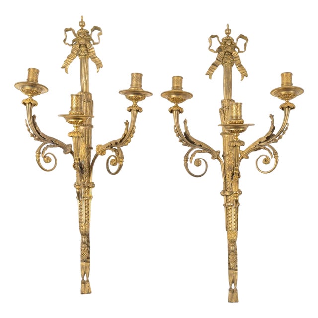 Louis XVI Style Ormolu Wall Lights, Set of 2 For Sale