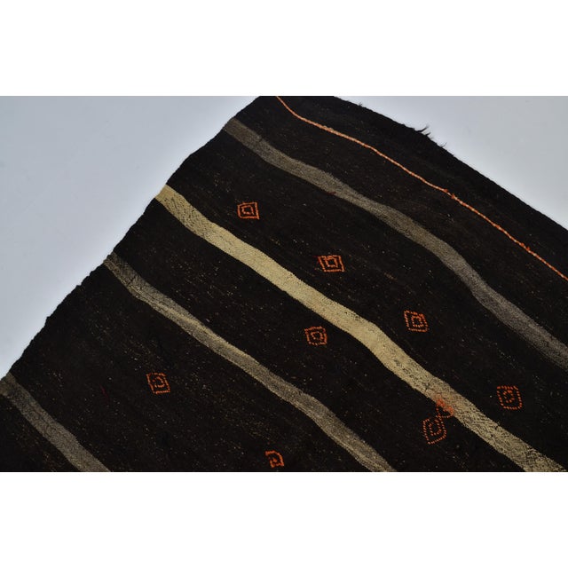 Black Decorative Vintage Goat Hair Rug For Sale - Image 8 of 10