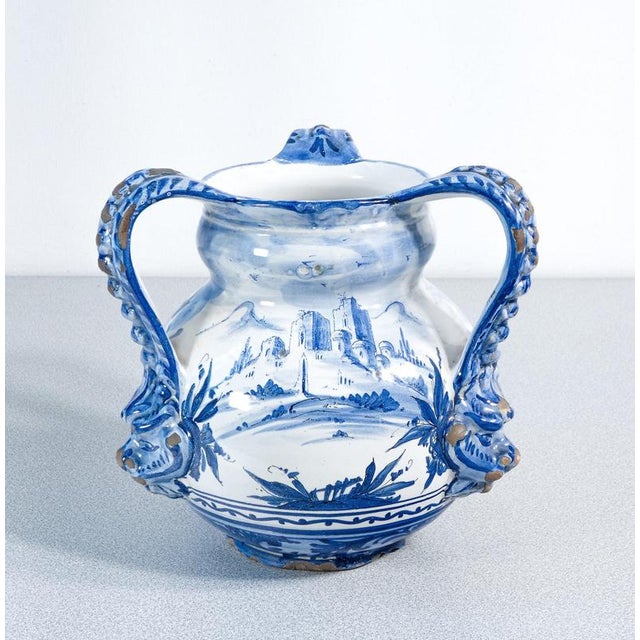 3-Handled Majolica Vase by Alba Docilia for Albissola For Sale - Image 4 of 18