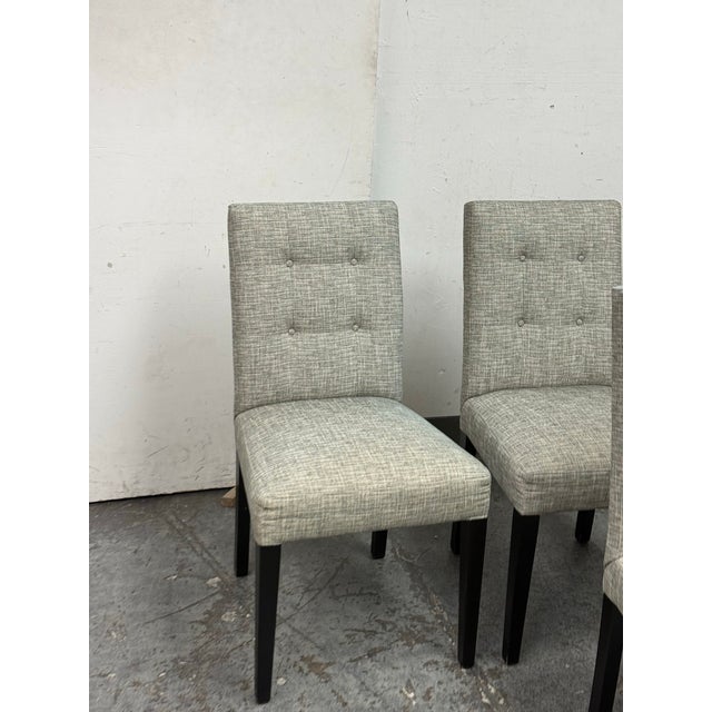 Crate & Barrel Tufted Parsons Dining Chairs, Set of Four For Sale - Image 9 of 12