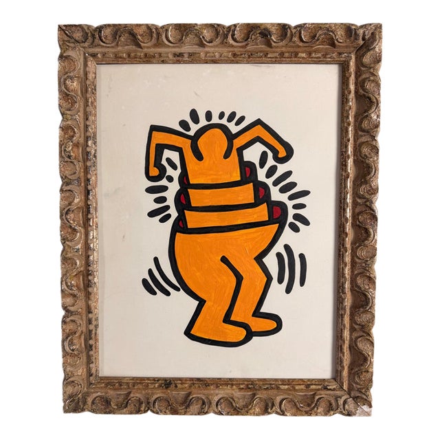 Keith Haring School, Cup Man, Oil on Paper, 1992 For Sale