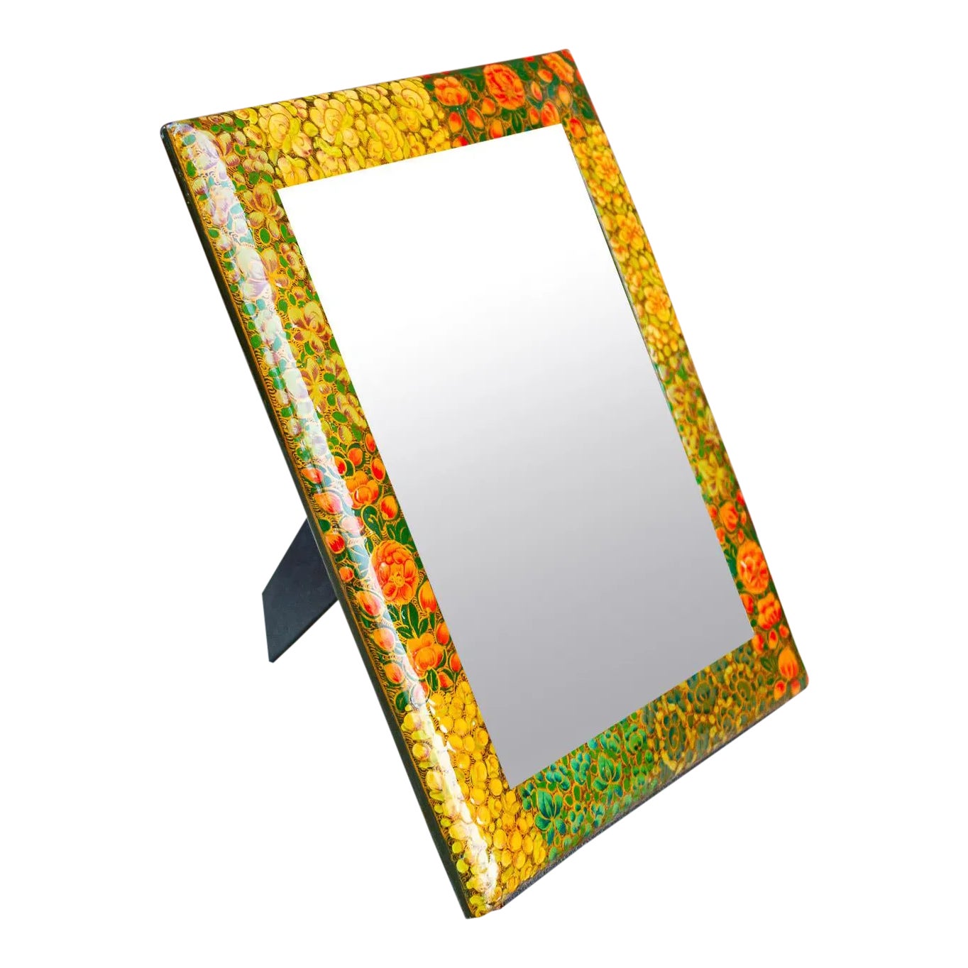 Mid 20th Century Paper Mache Floral Mirror Frame | Chairish