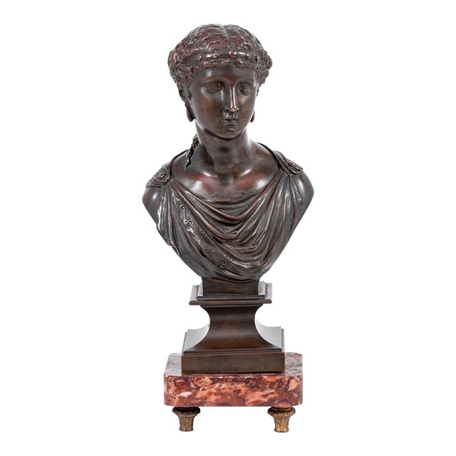 Jean Jules Salmson Goddess Patinated Bronze Bust For Sale