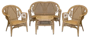 Wicker Lounge Set, 1980s, Set of 4