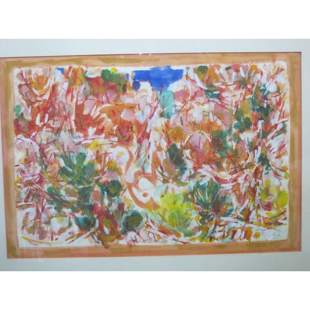 David McCosh abstract watercolor painting on paper titled Red Canyon, 1965. Featuring a vibrant color palette of reds,...
