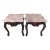 Pair Vintage Chinese Carved Rosewood Pink Marble Top Side/End Tables For Sale