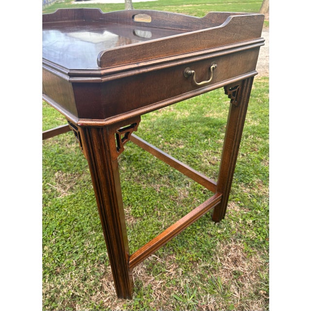 Chinoiserie Vintage Lane Altavista Chinese Chippendale Mahogany Writing Desk Table For Sale - Image 3 of 12