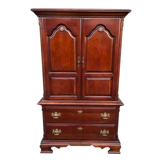 Late 20th Century Lexington Chippendale Cherry Media Entertainment Center Armoire For Sale