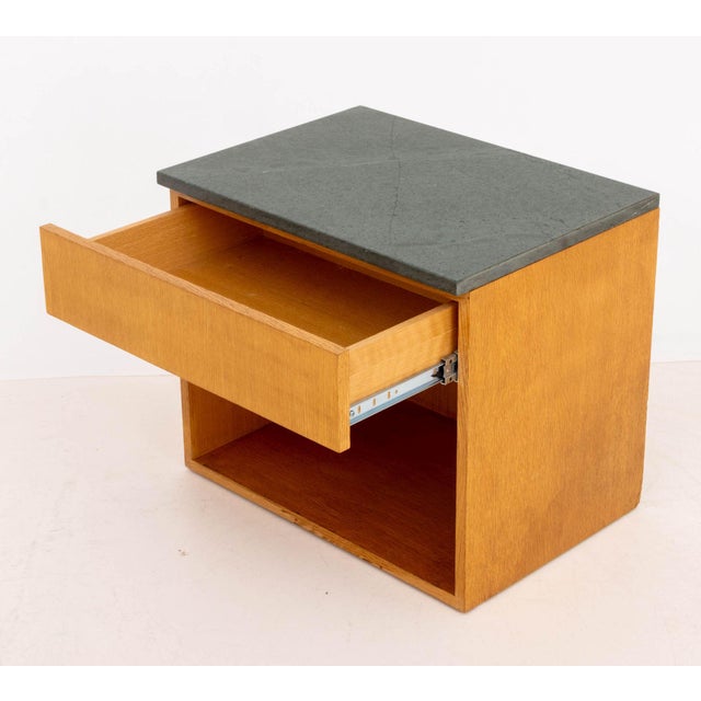 Late 20th Century Modern Gray Stone Oak Bedside Tables, Pair For Sale - Image 5 of 8