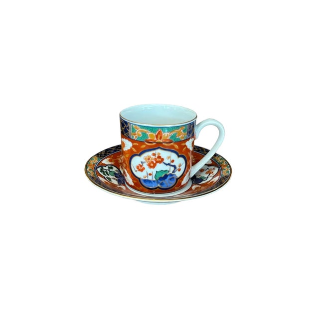 1970s Hand-Painted Dai Ichi Toki Imari Espresso Cups and Saucers - 8 Pieces For Sale In New York - Image 6 of 12