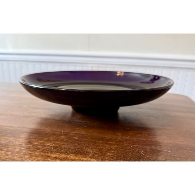 Mid 20th Century Blenko Hand Blown Black Amethyst Console Bowl For Sale - Image 12 of 12