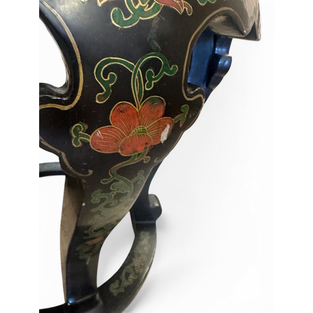 1960s Vintage Cloisonné and Black Lacquered Side Table For Sale - Image 5 of 9