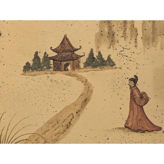 Wood LaBarge Hand-Painted Chinoiserie Églomisé Wall Mirror, Model No. 1045 For Sale - Image 7 of 11