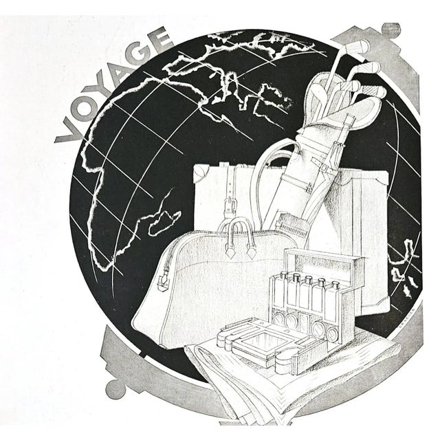 This is a RARE original Art Deco French Hermes advertisement print for luxury travel needs for the sophisticated traveler....