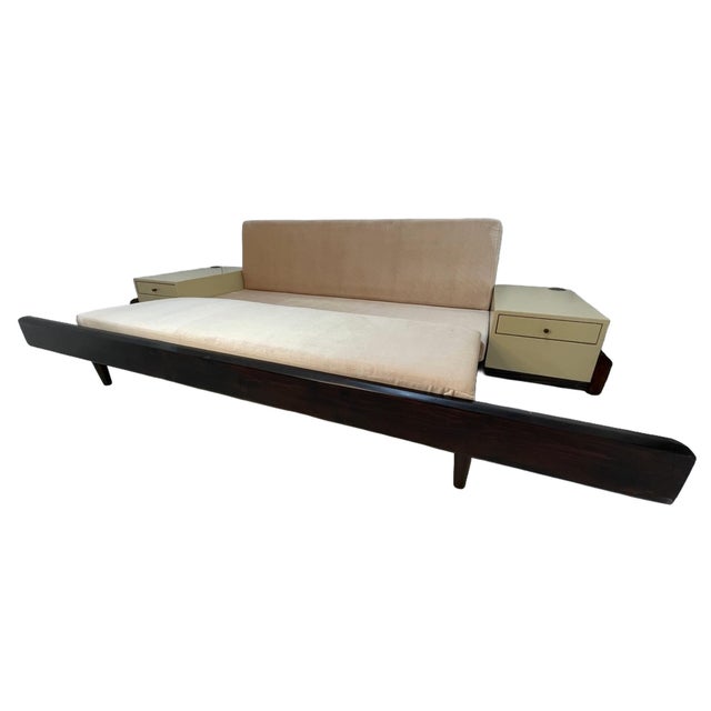Custom Convertible Daybed Sofa With Integrated Side Tables, Sleeper Function & Power Outlets, Circa 1990s For Sale In Los Angeles - Image 6 of 13