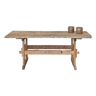 Antique European Pine Trestle Table For Sale