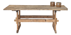 Antique European Pine Trestle Table