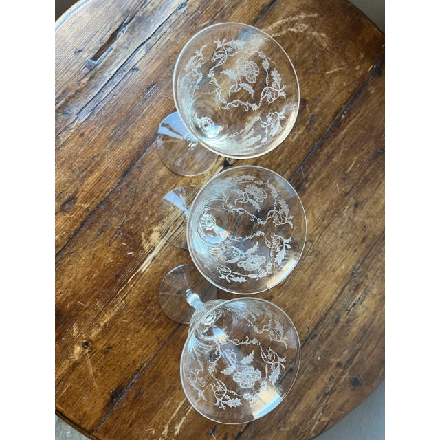 1930s Fostoria Shirley Pattern Crystal Water/Wine Goblet/Glasses- Set of 3 For Sale In Dallas - Image 6 of 9