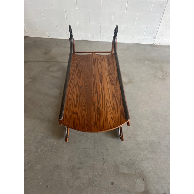 Trails Tell City Chair Co. Oak & Cast Iron Swan Sleigh Coffee Table