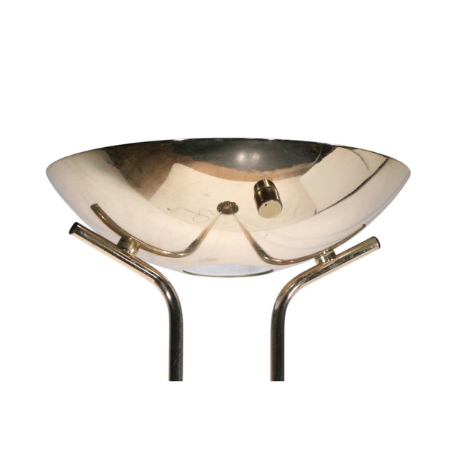 1980s Hollywood Regency Art Deco Revival Halogen Torchiere Uplight Floor Lamp For Sale - Image 12 of 17