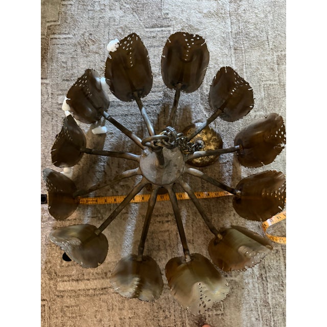 Tom Greene 1970s Stunning Mid-Century Modern Brutalist Torch-Cut Brass Chandelier by Tom Greene for Feldman Lighting For Sale - Image 4 of 5