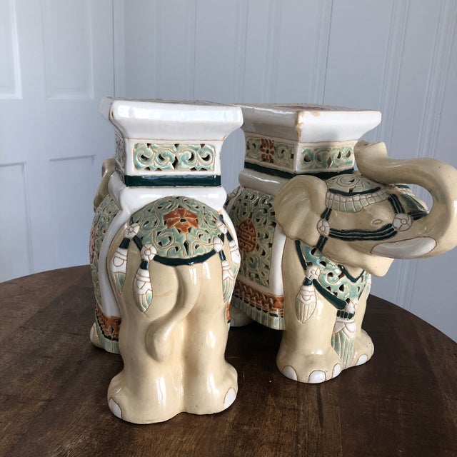Vintage Ceramic Elephant Plant Stands a Pair Chairish