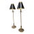 Vintage Lampcrafters Tall Brass Table Lamps With Black Shades, Pair For Sale