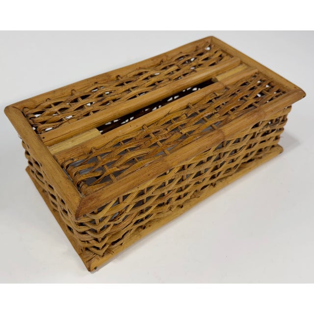 Vintage Rattan Tissue Box Cover For Sale - Image 4 of 9