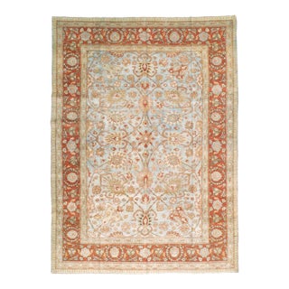 Galerie Shabab Collection Early 20th Century Persian Tabriz Room Size Carpet in Red, Blue, and Grey For Sale