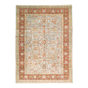 Galerie Shabab Collection Early 20th Century Persian Tabriz Room Size Carpet in Red, Blue, and Grey