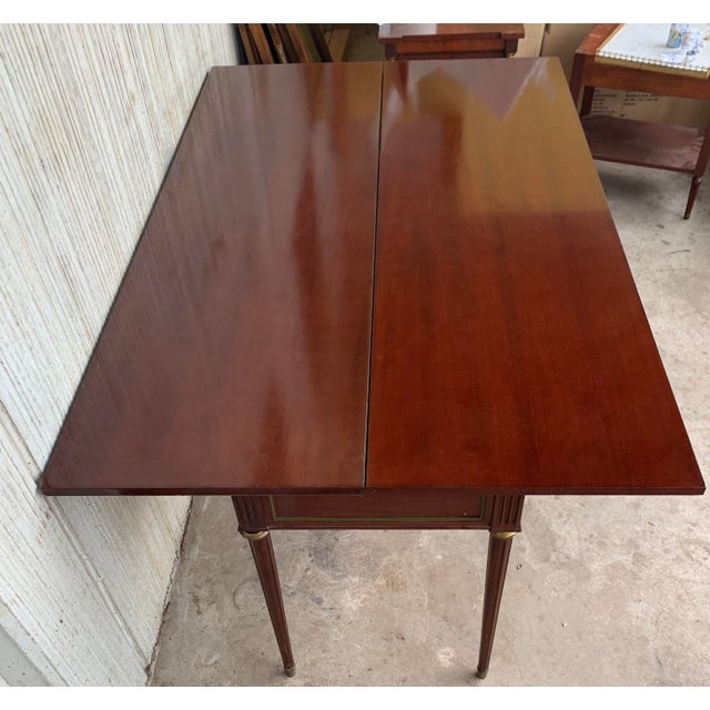 Wood Louis XVI Style Mahogany Convertible Console For Sale - Image 7 of 11