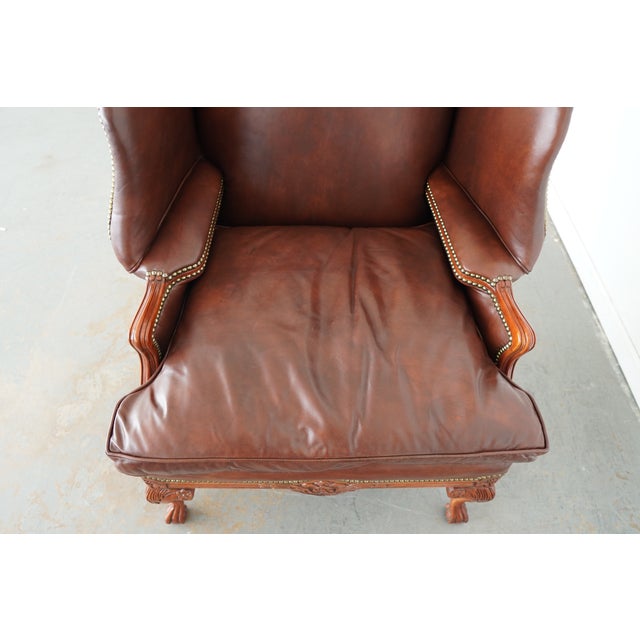 Old Hickory Tannery Leather Wingback Chair For Sale - Image 9 of 15