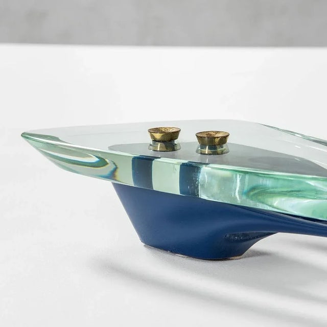 1950s Crystal and Brass Candleholder attributed to Max Ingrand for Fontana Arte, 1950s For Sale - Image 5 of 7